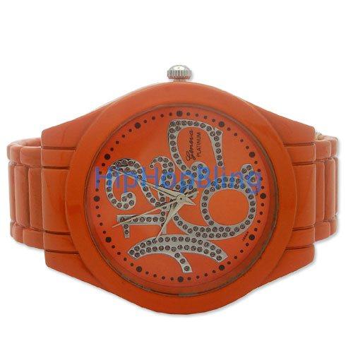 Orange Big Face President Ladies Watch Bangle