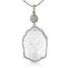 Buddha Carved Crystal Pendant Rhodium w/ Disco Ball